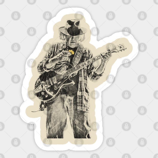 Neil Young Retro Vintage Sticker by TuoTuo.id